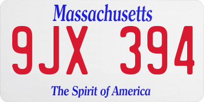MA license plate 9JX394