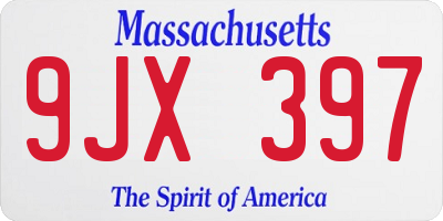 MA license plate 9JX397