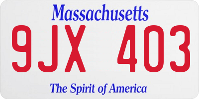 MA license plate 9JX403