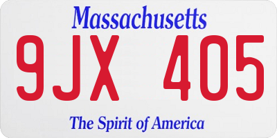MA license plate 9JX405