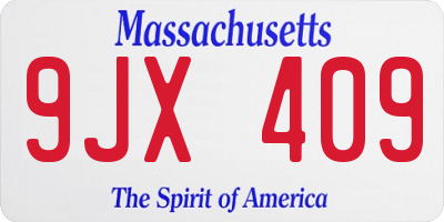 MA license plate 9JX409