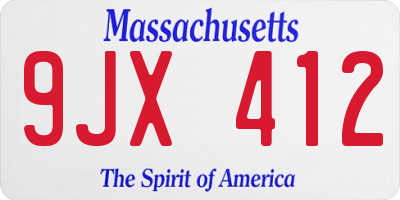 MA license plate 9JX412