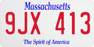 MA license plate 9JX413