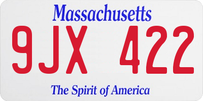 MA license plate 9JX422