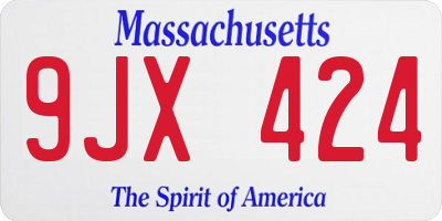 MA license plate 9JX424