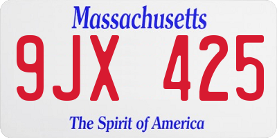 MA license plate 9JX425