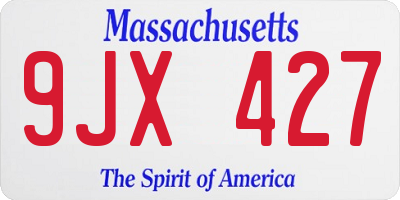 MA license plate 9JX427