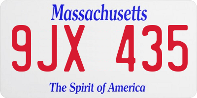MA license plate 9JX435