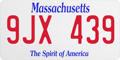 MA license plate 9JX439