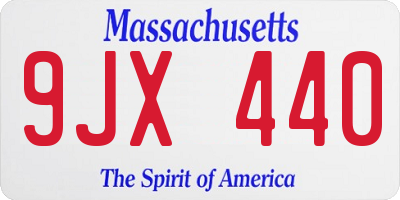 MA license plate 9JX440