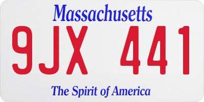 MA license plate 9JX441