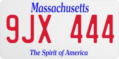 MA license plate 9JX444