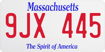 MA license plate 9JX445