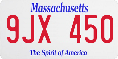 MA license plate 9JX450