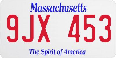MA license plate 9JX453