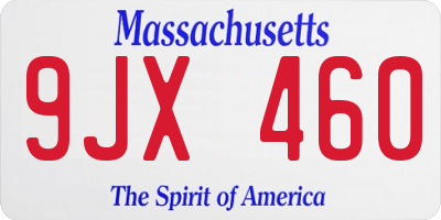 MA license plate 9JX460