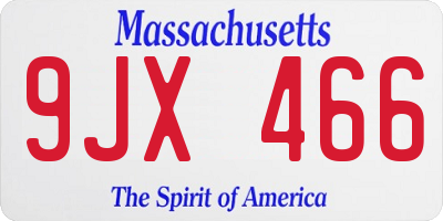 MA license plate 9JX466