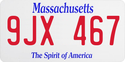 MA license plate 9JX467