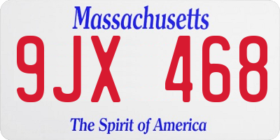 MA license plate 9JX468