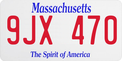 MA license plate 9JX470