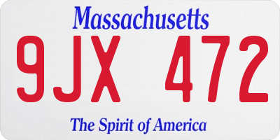 MA license plate 9JX472