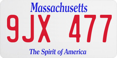 MA license plate 9JX477