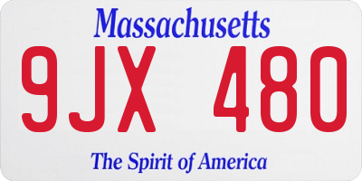 MA license plate 9JX480