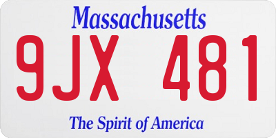 MA license plate 9JX481