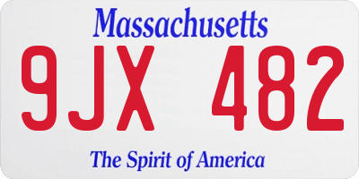 MA license plate 9JX482