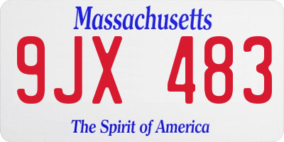 MA license plate 9JX483