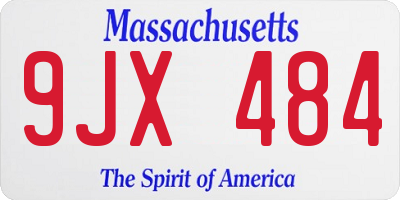 MA license plate 9JX484
