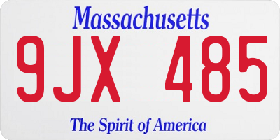 MA license plate 9JX485