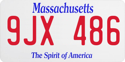 MA license plate 9JX486