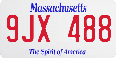 MA license plate 9JX488