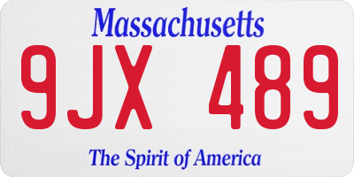 MA license plate 9JX489