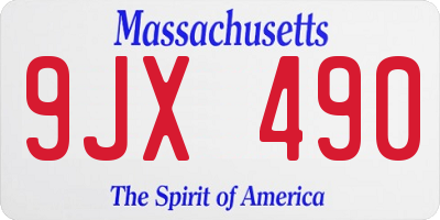 MA license plate 9JX490
