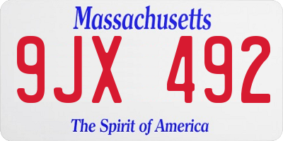 MA license plate 9JX492