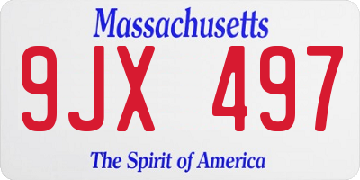 MA license plate 9JX497