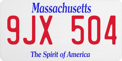 MA license plate 9JX504