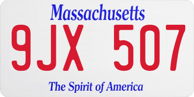 MA license plate 9JX507
