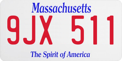 MA license plate 9JX511