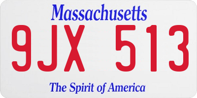 MA license plate 9JX513