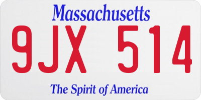 MA license plate 9JX514