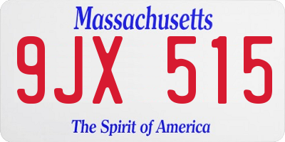 MA license plate 9JX515