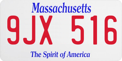 MA license plate 9JX516