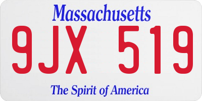 MA license plate 9JX519