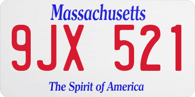 MA license plate 9JX521
