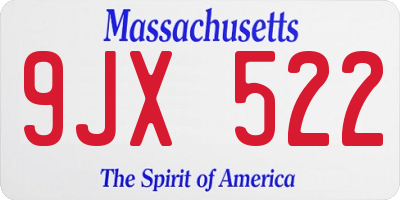 MA license plate 9JX522