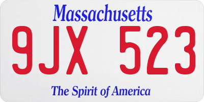 MA license plate 9JX523