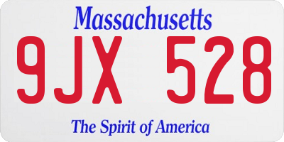 MA license plate 9JX528